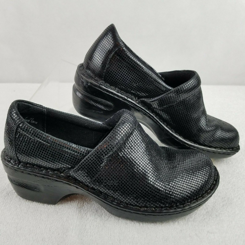 boc Born Concepts‎ Womens Clogs Mules 6.5M Black Small Check Pattern Leather